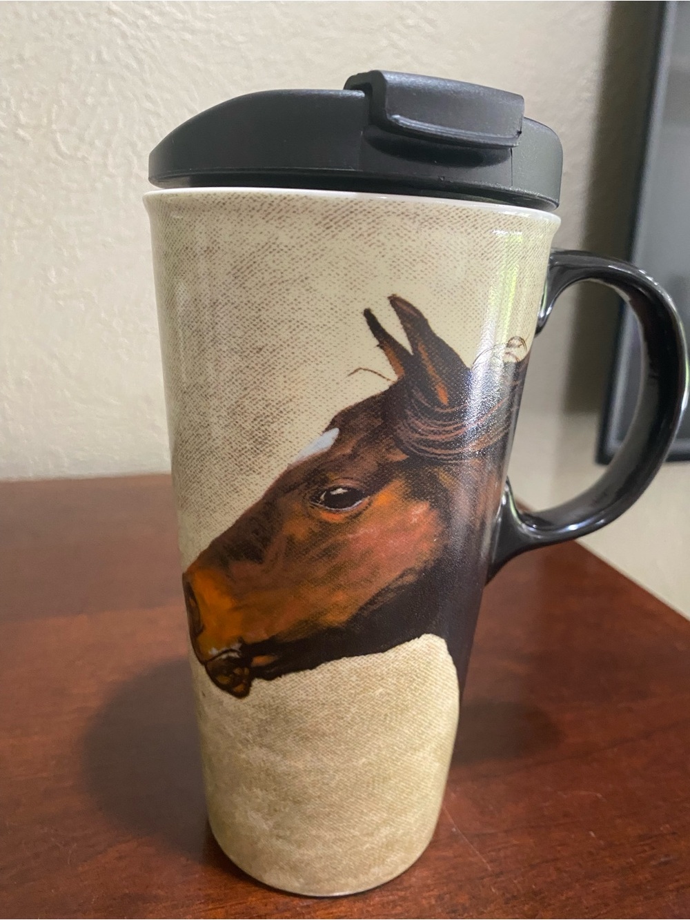 Cypress Home, Horse on the Run, Ceramic Travel Mug. 17 oz